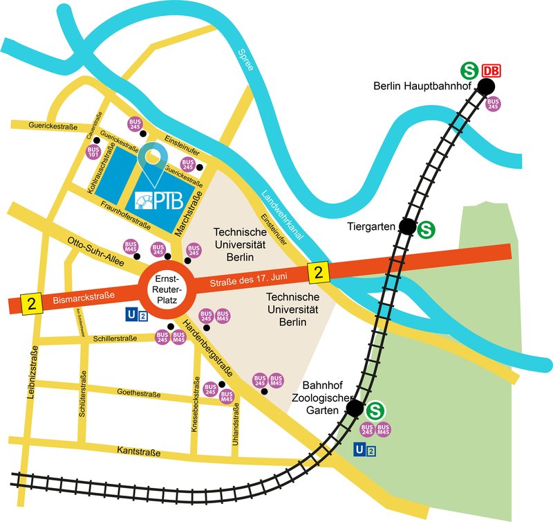 PTB (conference venue) and TUB campuses in Charlottenburg district of Berlin